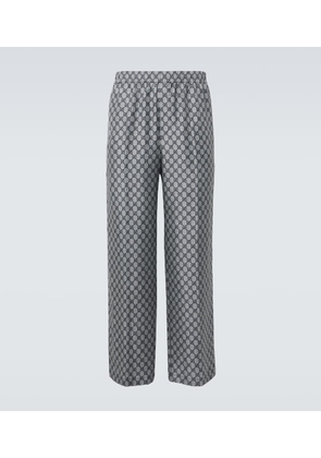 Gucci GG silk twill wide-leg pants