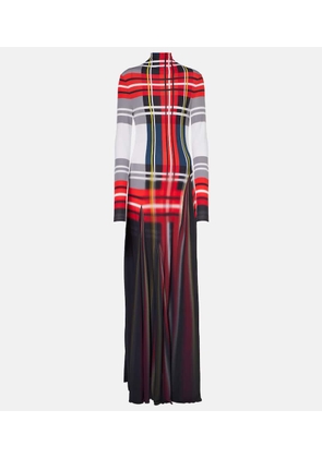 Loewe Tartan pleated crêpe jersey gown