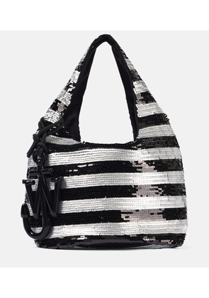 JW Anderson Mini striped sequined tote bag