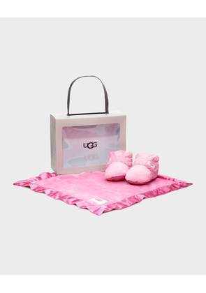 Girl's Bixbee Booties & Lovey Baby Blanket Set