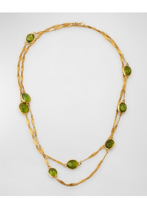 G-One Textured Leaf Chain Necklace with Peridot