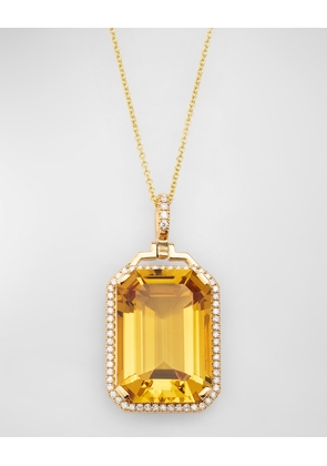 Gossip Emerald-Cut Citrine Pendant with Diamonds