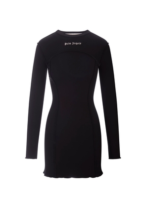 Palm Angels Black Mini Dress With Logo