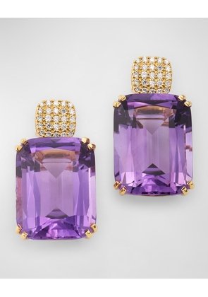 Gossip Amethyst Cushion Earrings with Diamonds