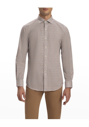 Men's Shaped Mini-Geometric Sport Shirt