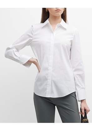 Petite Wright Button-Down Cotton-Blend Shirt