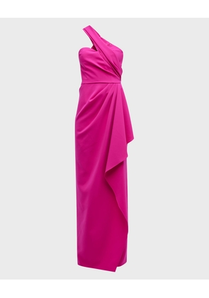 One-Shoulder Draped Stretch Crepe Gown