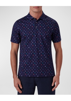 Men's OoohCotton Tech Golf-Print Polo Shirt