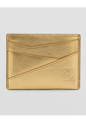 Puzzle Plain Card Case in Metallic Leather