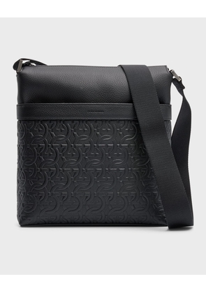 Men's Gancini Embossed Leather Crossbody Bag