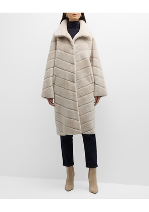 Reversible Chevron Lamb Shearling Coat