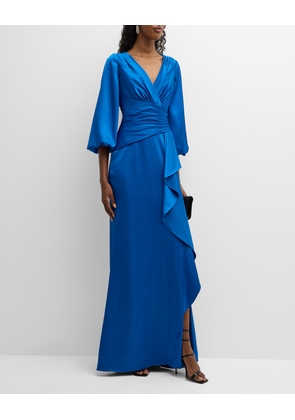 Crepe Back Satin Side-Drape Gown