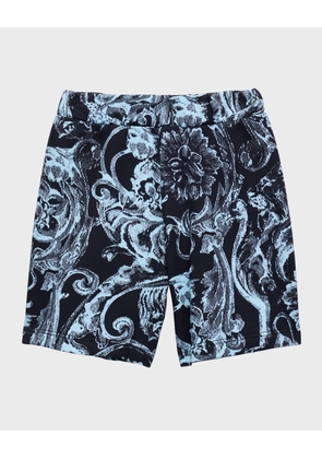 Boy's Barocco Stencil Fleece Shorts, Size 8-14