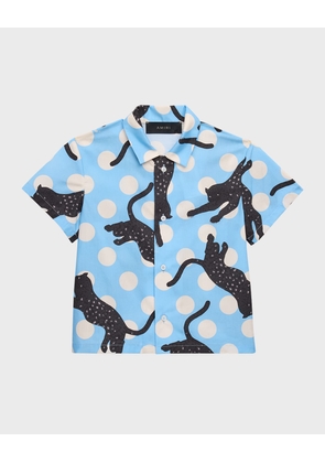 Kid's Leopard Polka Dots Short-Sleeve Shirt, Size 4-12