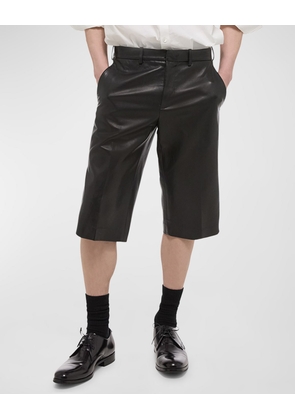 Men's Nappa Leather Zip-Hem Shorts