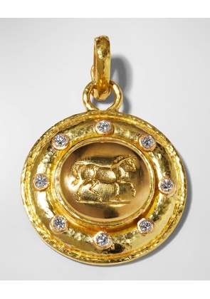 19k Roman Horse Diamond-Trim Pendant