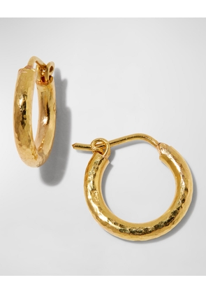 Big Baby Hammered 19k Gold Hoop Earrings, 1/2'