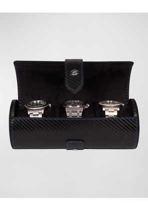 Carbon Silver Three Watch Roll