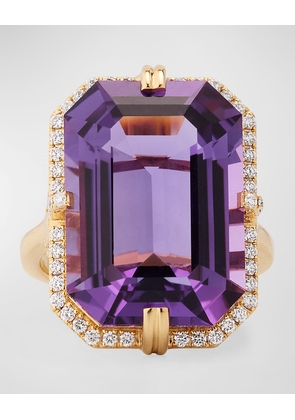 Gossip Emerald-Cut Amethyst Statement Ring with Diamonds