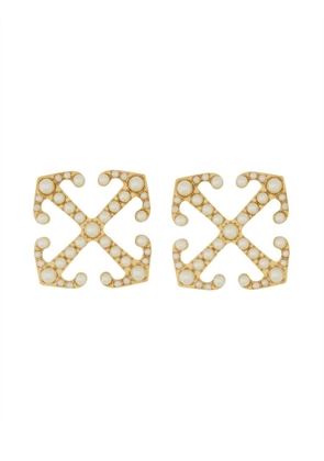 Off-White Embellished Logo Engraved Earrings