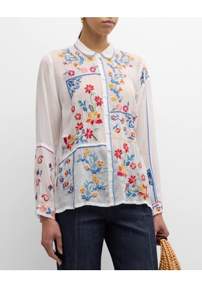 Zodea Floral-Embroidered Eyelet Top