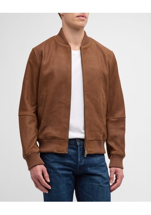 Men's Classic Leather Bomber Jacket