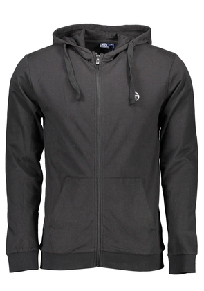 Sergio Tacchini Elegant Black Hooded Zip Sweatshirt - S