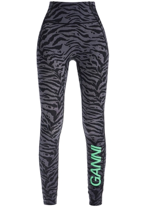 Ganni animal print sports leggings - L Grey