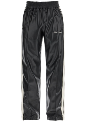 faux leather joggers with side stripes - L Black