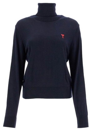 high-neck pullover with embroidery - L Blue