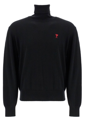 high-neck merino wool pullover sweater - L Black