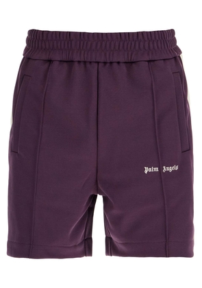 contrast band track bermuda shorts with - L Purple