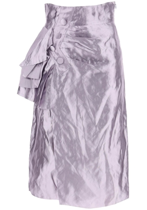 metallic satin midi wrap skirt with - 42 Metallico