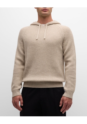 Men's Wool and Cashmere Ribbed Hoodie