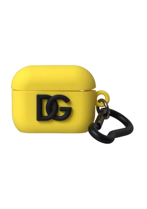 Yellow Silicone Logo Embossed Airpods Case