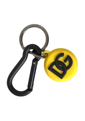 Yellow Rubber DG Logo Round Brass Metal Keyring Keychain