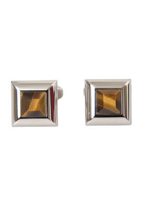 Silver Plated Brass Pin Crystal Cufflinks