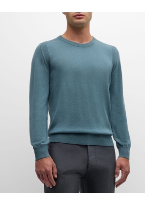 Men's Saddle-Shoulder Merino Wool Knit Sweater