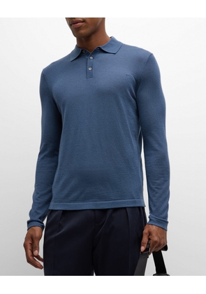 Men's Cashmere and Silk Long-Sleeve Polo Shirt