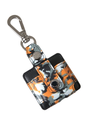 Multicolor Camouflage Print Leather Logo Metal Airpods Case