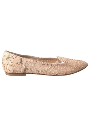 Beige Floral Lace Loafers Flats Shoes - EU39/US8.5