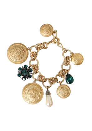 Gold Tone Brass Chain Crystal Women Bracelet