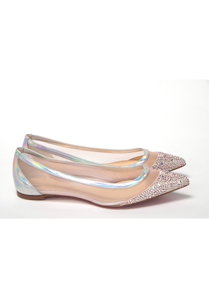 Christian Louboutin Silver Rose Flat Point Crystals Toe Shoe - EU34/US3.5