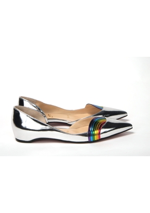 Christian Louboutin Silver Patentleather Flat Point Toe Shoe - EU34.5/US4.5