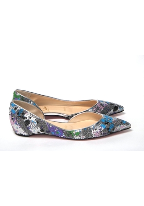 Christian Louboutin Multicolor Silver Flat Point Toe Shoe - EU35/US4.5