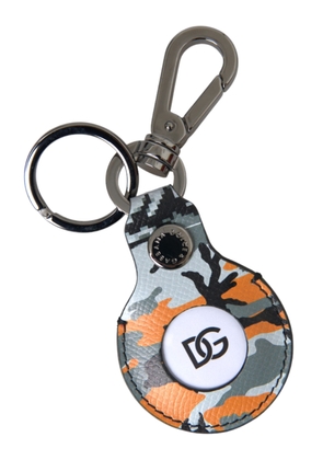 Camouflage Leather DG Logo Round Metal Keyring Keychain