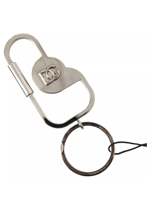 Silver Tone Brass Metal DG Logo Engraved Keyring Keychain