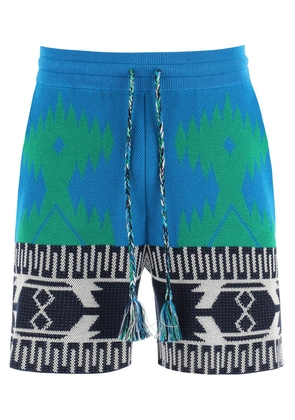 Alanui jacquard cotton icon shorts - M Blue