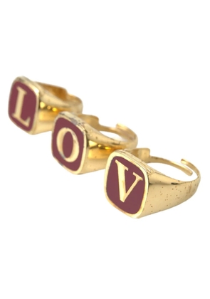 Gold Brass LOVE Enamel Set of 3 Ring