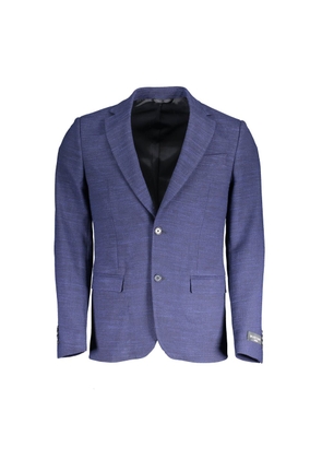 Blue Polyester Jackets & Coat - 48